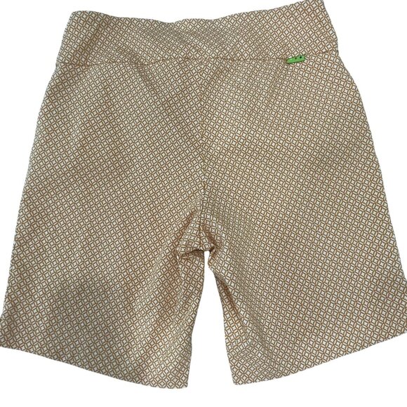 Swing Control Bermuda Shorts Mustard White Print SZ 6 Pull On Golf Travel Resort - Picture 4 of 7